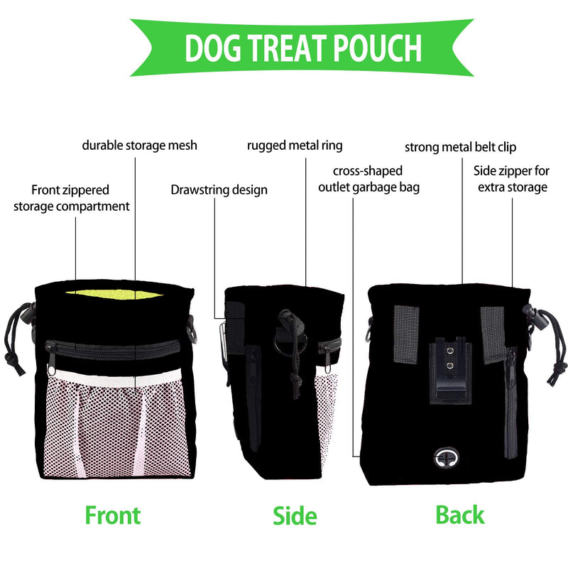 Tuuzeo Dog Treat Pouch, Dog Treat Bag for Training Poop Bag Holder with Metal Clip, Waist Belt, Shoulder Strap,Easy to Carries Snacks,Pet Toys Black - PawsPlanet Australia