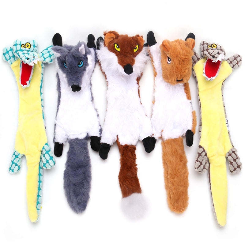 5 Pack Plush Dog Squeaky Toys, No Stuffing Animals Dog Toy,Cute Animal Dog Chew Plush Toys for Puppy Medium and Large Dogs Squeak Toys,Dog Chew Toys for Aggressive Chewers - PawsPlanet Australia