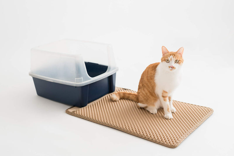 BlackHole Litter Mat 27 x 18 inch Long Cat Litter Mat Beige - PawsPlanet Australia