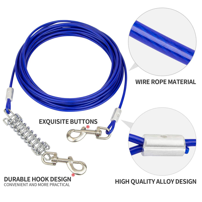 AK KYC Dog Tie Out Cable and Stake 30ft with Reinforced Metal Snaps and Buffer Spring,Runner with Dog in The Yard,Training in Travel, Camping and Outdoor - PawsPlanet Australia