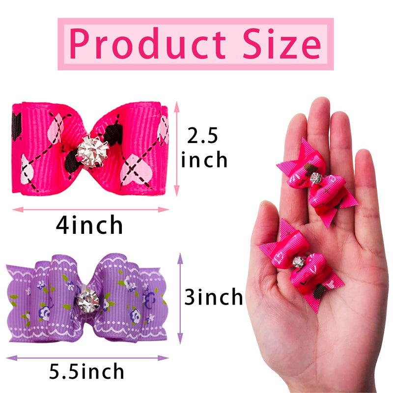 BIPY 20PCS Valentine's Day Dog Hair Bows with Rubber Bands for Small Medium Dogs Pet Puppy Cat Doggies Kitten Bowknot Topknot Attachment Grooming Accessories Pink Red Colors Random - PawsPlanet Australia