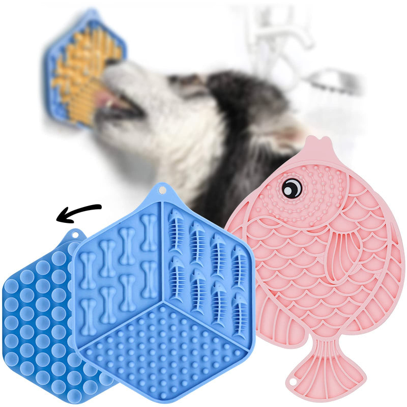 Ancistro Dog Lick Mat, 2 Pack Dogs & Cats Slow Feeder Licking Mat with Suction Cup, Pet Slow Feed Lick Pad for Boredom and Anxiety Reducer,Fun Alternative to Slow Feeder Dog Bowls,Dog Buddy & Soother - PawsPlanet Australia