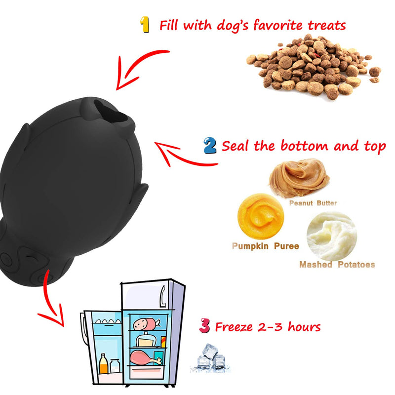 [Australia] - Penguin Durable Dog Chew Toys, Freezable Stuffable Puppy Treat Dispensing Chew Toys, Natural Rubber Interactive Puzzle Game Dog Toys for Small Medium Large dogs, Fun to Chase and Fetch, Beef Flavor Black 