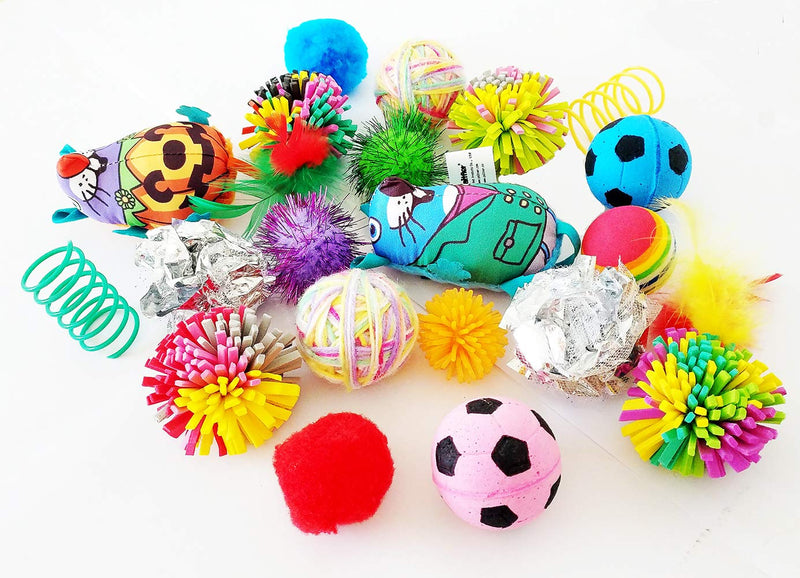 [Australia] - PET SHOW 20pcs/Lot Cats Toys Interactive Balls Variety Pack for Kitten Mice Feather Sparkle Crinkle Ball Bells Spring 