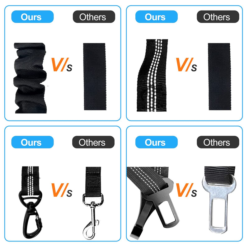Newaner Pack of 2 dog car seat belts, 3-in-1 dog belt for the car, dog seat belt with elastic shock absorption, thick zinc alloy, double secure bolt hook and double buckle. - PawsPlanet Australia