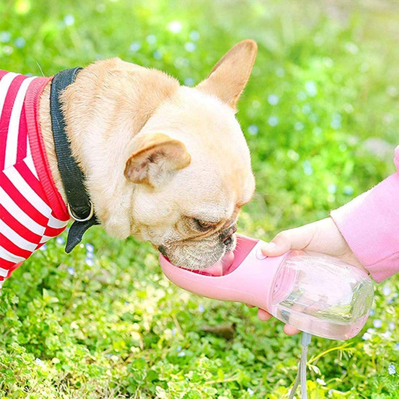 Dog Water Bottle for Walking Portable Pet Travel Water Bottles Dog Water Dispenser Leak Proof Lightweight Puppy Drink Cup BPA Free (550ml/18.6oz, Pink) 550ml/18.6oz - PawsPlanet Australia