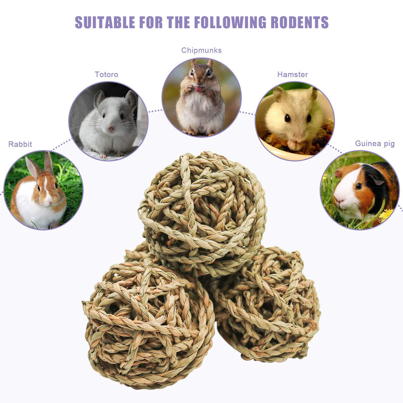 8 Pcs Small Animals Play Balls Rolling Activity Chew Toys Gnawing Treats for Rabbits Guinea Pigs Chinchilla Bunny Natural Balls, Pet Cage Entertainment Accessories 10Pcs - PawsPlanet Australia