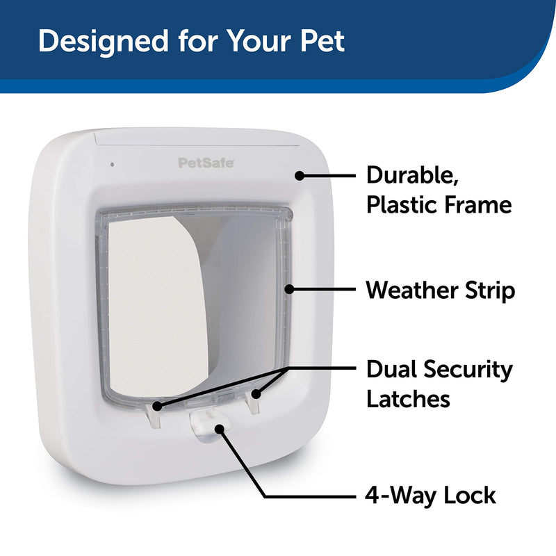 PetSafe Microchip Activated Cat Flap, Exclusive Entry, Easy Install, 4-Way Manual Locking, Energy Efficient, Draught Excluder, Convenient (New Version) White - PawsPlanet Australia