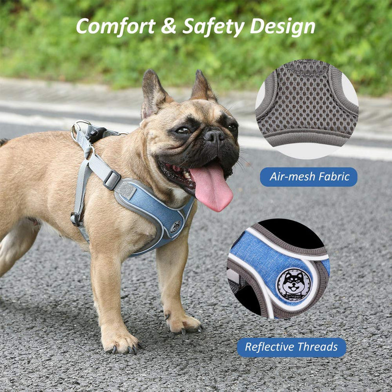 Anlitent No Pull Dog harness for Small Dogs Puppies, Bakc Slip 4 Clips Adjustable Lightweight Pet Vest Service Harness Escape Free Easy Fit for Puppy Indoor Walking Jogging Training Blue Boy XS - PawsPlanet Australia