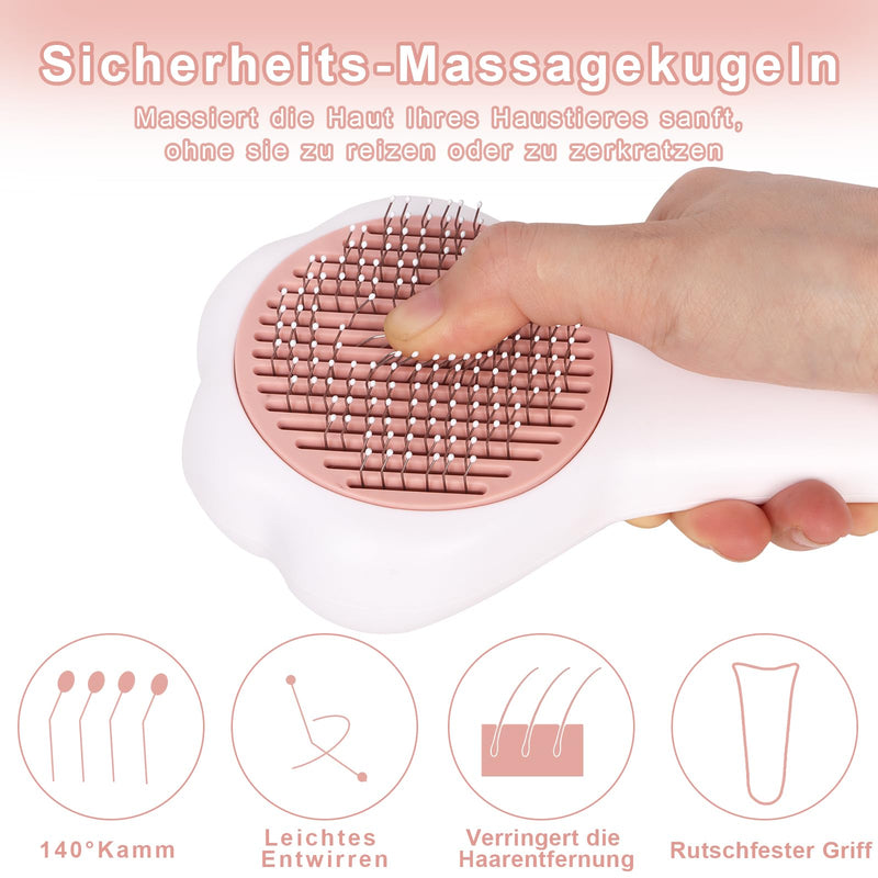 Lollanda Cat Brush Dog Brush, Self-Cleaning Dog Cat Brush for Long Hair/Short Hair, Cat Brush with Massage Particles, Pet Brush for Pet Grooming, Massage, Grooming, Loose Fur - PawsPlanet Australia