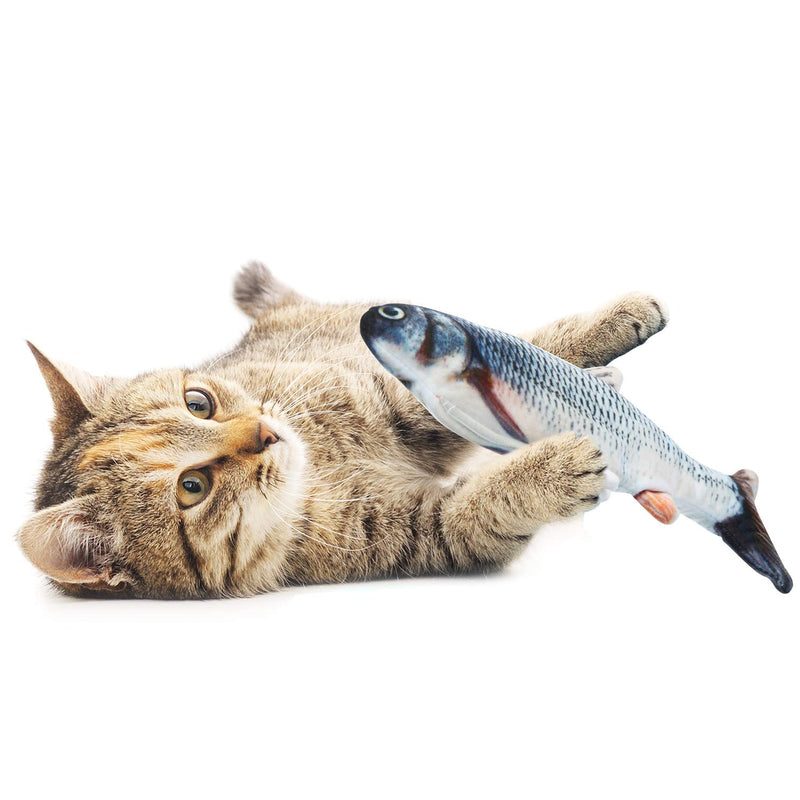 [Australia] - Gejoy Electric Realistic Fish with 3 Pieces Catnip Fish Toys Realistic Doll Fish Simulation Fish Shape Doll Fish Flop Cat Toy for Cat Kitty Interactive Pets Pillow Chew Bite Supplies 