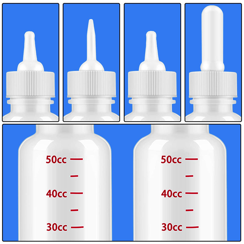 PUFEUOO 4Pcs 50ml Pet Feeding Bottle Kitten Puppy Feeding Bottles with Different Nipples for Newborn Animal Feeder - PawsPlanet Australia