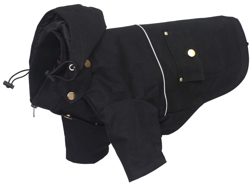 Brabtod Dog Winter Coat, Dog Jacket Cozy Waterproof Pet Hooded Cold Weather Clothes for Small Medium Dog -BLACK-XXL XXL(Back Length: 26") black - PawsPlanet Australia