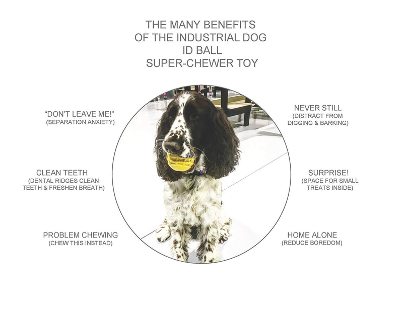 [Australia] - Industrial Dog by SodaPup - Natural Rubber Ultra-Durable Chew Ball - Chew Toy -Made in USA - For The Most Aggressive Chewers - Yellow - Large 