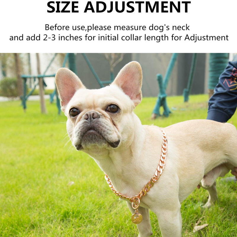 [Australia] - JYHY Stainless Steel P Chock Metal Chain Dog Necklace Collars Walking Training Pet Supplies for Small Medium Large Dogs 28"(70cm) Rose Gold 