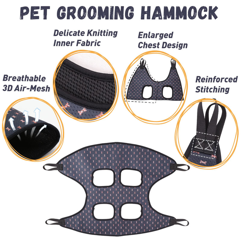 Supet Pet Grooming Hammock Harness for Cats & Dogs, Relaxation Dog Grooming Hammock Restraint Dog & Small Animal Leashes Sling for Grooming Dog Grooming Helper for Nail Trimming Clipping Grooming S（ Legs Spacing：6.7"-10.5" / Max W：50lB ） Blackcurrant - PawsPlanet Australia