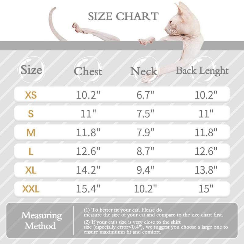 Hairless Cat Vest Turtleneck Breathable Adorable Cat Clothes Pullover Kitten T-Shirts with Sleeves Cat Pajama Jumpsuit for Sphynx, Cornish Rex, Devon Rex, Peterbalg XL(8.8-10lbs) Gray - PawsPlanet Australia