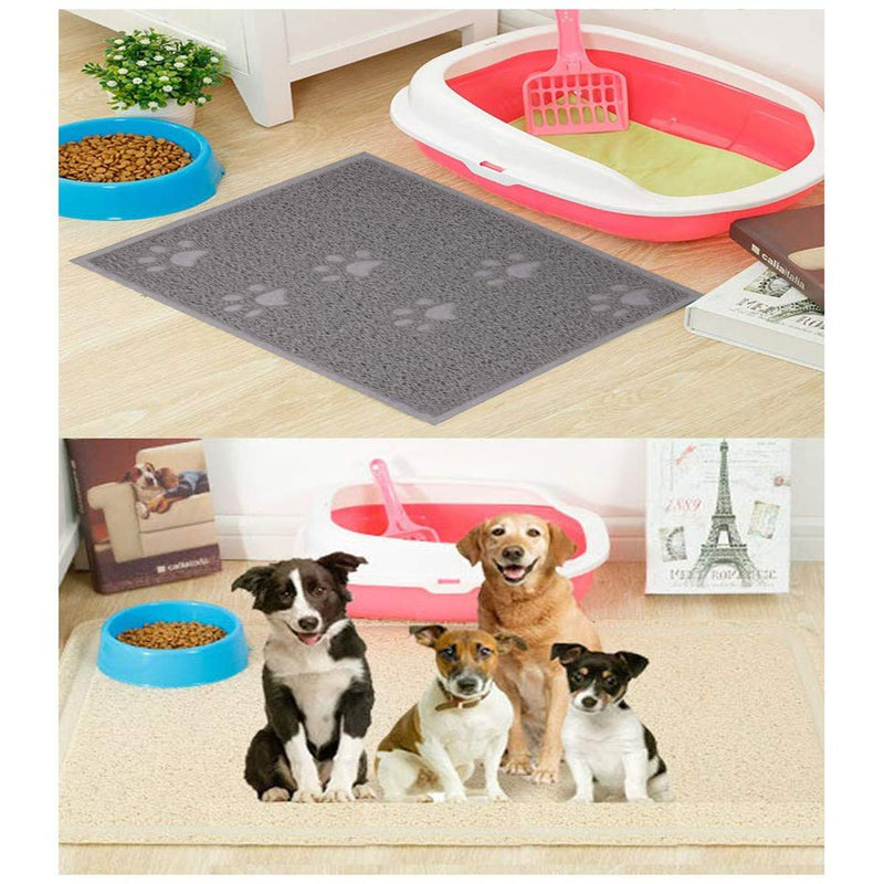 ExeQianming Pet Food Mat Non Slip Dogs Cats Feeding Tray, 40 * 30 cm(15.7 * 11.8inch), Grey - PawsPlanet Australia