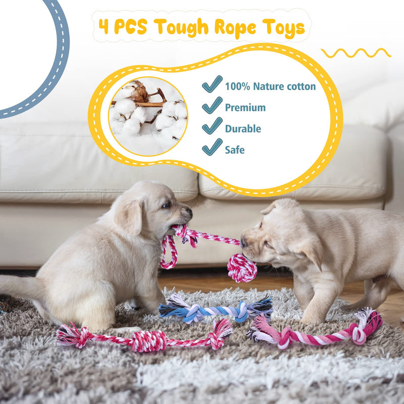 14 Pack Puppy Toys, Squeaky Plush Dog Toys for Small Dogs, Cute Puppy Teething Chew Toy, Indestructible Ropes Toys, Durable and Interactive Pet Toys A-14 Pack - PawsPlanet Australia