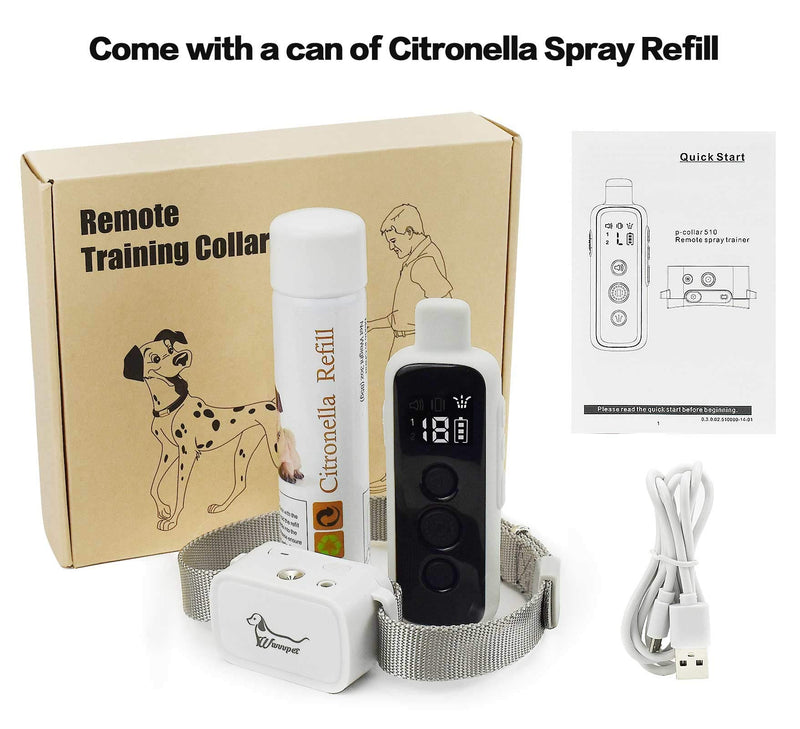 Citronella Dog Training Collar with Remote 【Can't Work Automatically】,3 Modes Harmless Spray/ Vibration/ Beep, Humane Citronella Dog Collar,1000ft Range Safe No Shock Rechargeable Dog Spray Collar - PawsPlanet Australia