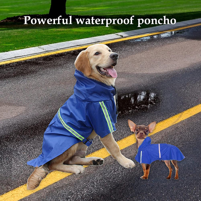Dog Raincoat with Hood,Collar Hole, Adjustable Lightweight Raincoat, 100% Waterproof Ultra-Light Breathable Rainwear Rain Jacket with Safe Reflective Strips for Small Medium Large Dogs, blue (S) S - PawsPlanet Australia