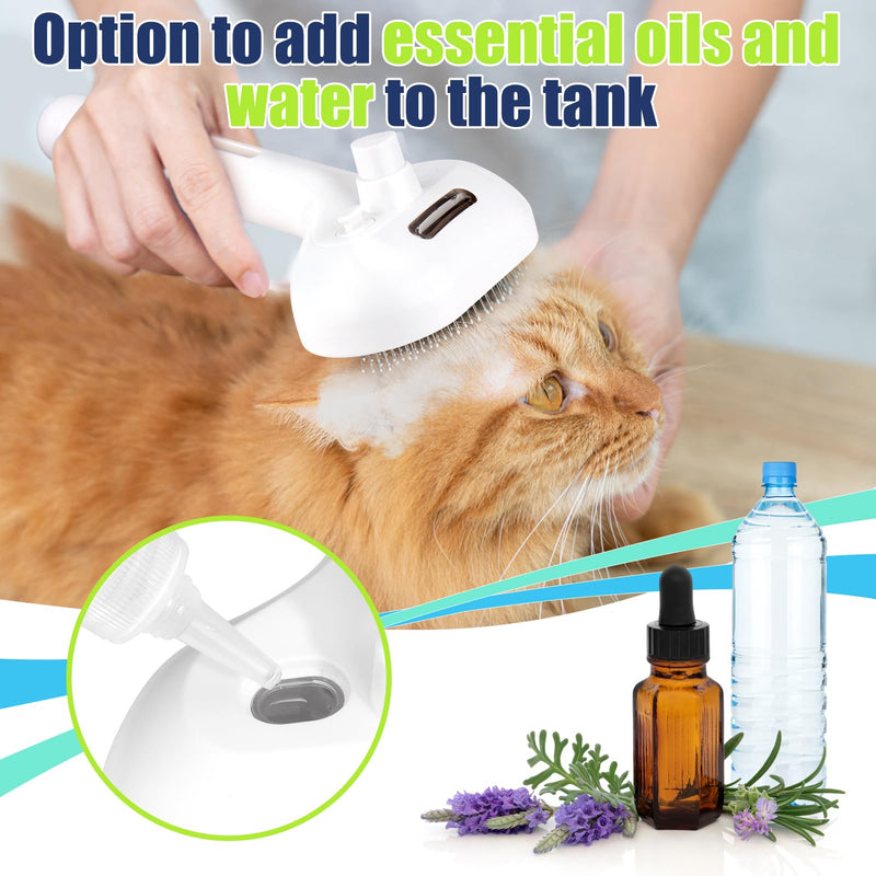 Vodolo Cat Steam Brush,3 in1 Rechargeable Steamy Cat Hair Brush Cleanser Vapor,Self Cleaning Electric Cat Brush Steamer for Long or Short Haired Cats, Cat Grooming Comb with USB Port Release Button Long Handle Cat Steamy Brush - PawsPlanet Australia