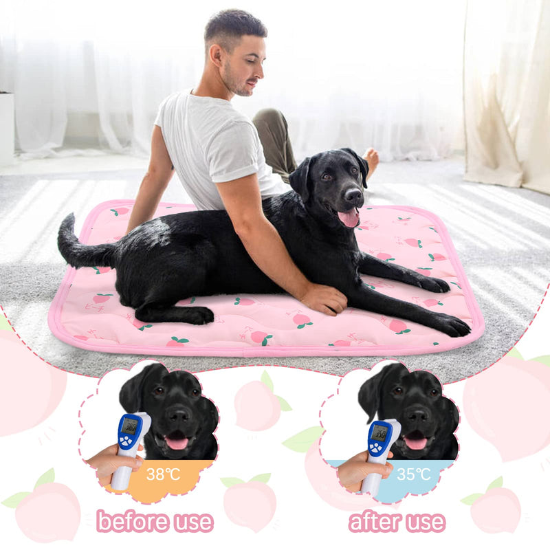 Kuoser Pet Cooling Mat, Cute Printed Self Cooling Summer Pad for Small Medium Large Dogs Cats, Breathable & Washable Ice Silk Cool Mat, Puppy Heat Relieve Ice Blanket for Kennel Sofa Bed Floor Small (19.7'' × 15.7'') Pink - PawsPlanet Australia