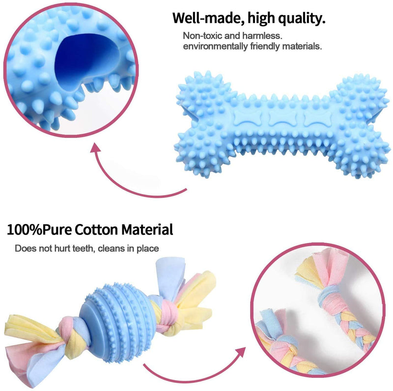 Dog Chew Toys, Camiter 7pcs Dog Puppies Teething Chewing Toy Set with Ball and colorful Ropes, Interactive Pet Toys for Small and Medium Dogs (blue) blue - PawsPlanet Australia