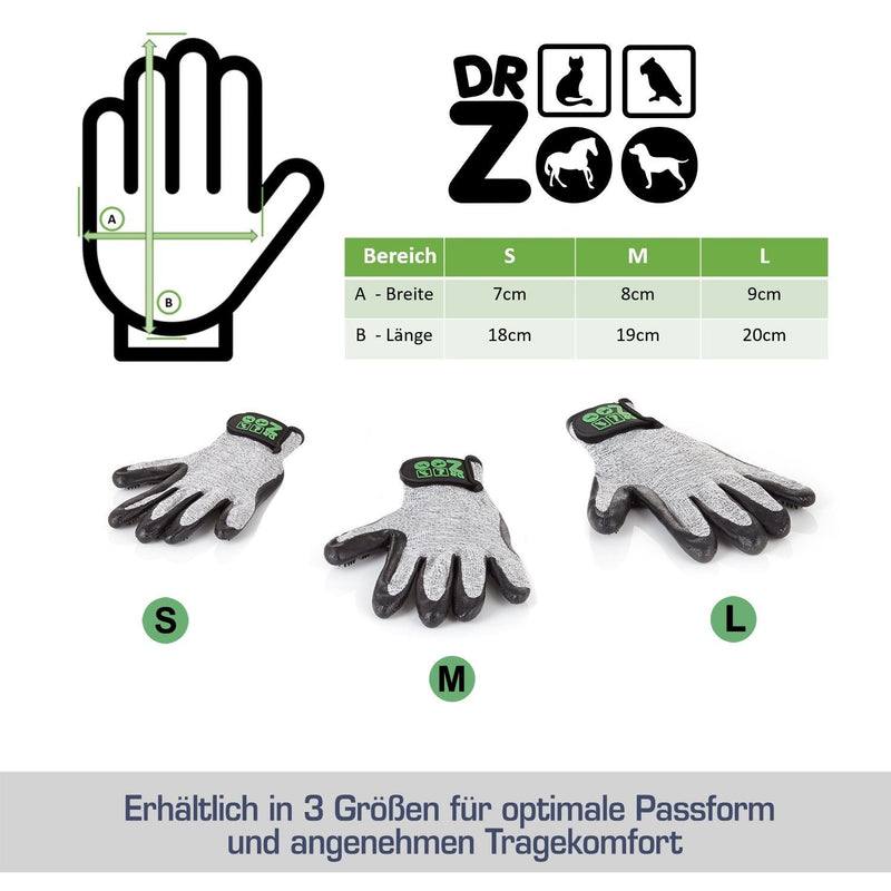DR Zoo Gr. L Grooming glove pair for grooming - glove for dogs, cats, horses and rabbits - PawsPlanet Australia