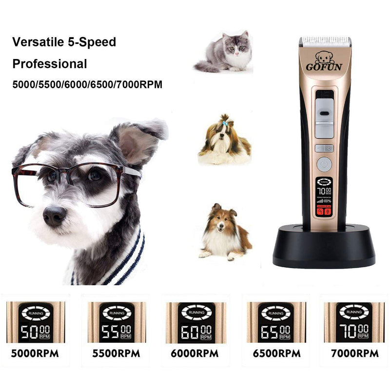 GOFUN Pet Grooming Clippers, Professional Dog Clippers Cat Grooming Clippers Pet Cat Dog Trimmer Silent Pet Hair Trimmer for Thick Hair Dogs, Cats and Horses Gold2 - PawsPlanet Australia