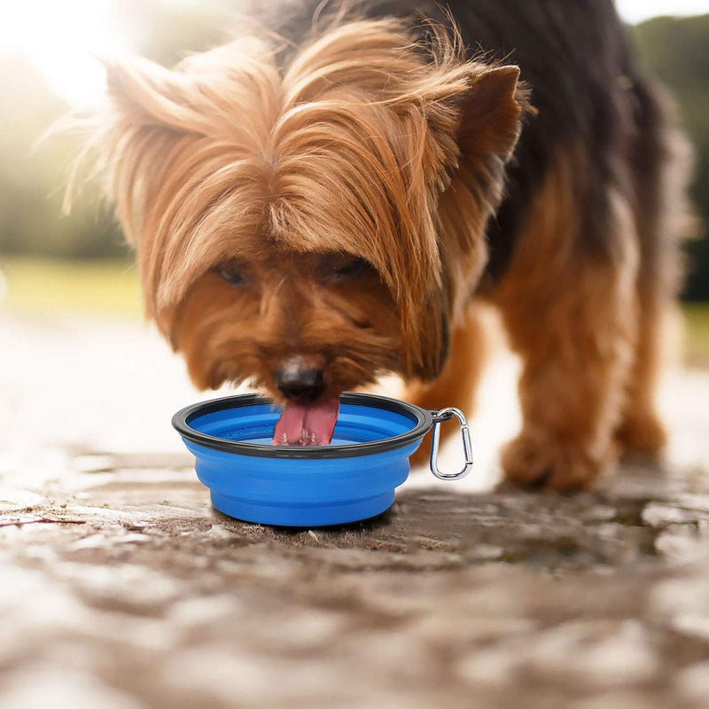 [Australia] - Kytely 2 Pack Extra Large Collapsible Dog Bowls, 34oz Foldable Dog Travel Bowls, Portable Dog Water Food Bowl with Carabiner, Pet Feeding Cup Dish for Traveling, Walking, Parking 