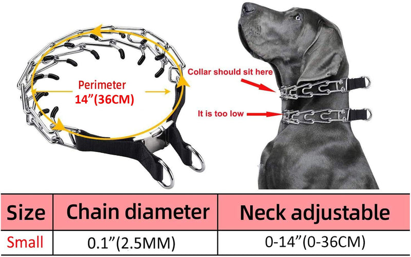 Aheasoun Prong Collars for Dogs, Choke Collar for Dogs, Adjustable Stainless Steel Links with Rubber Tips High Strength Quick Release Metal Buckle for Small Dogs (Small, 2.5mm, 14-Inch) Small, 2.5mm, 14-Inch - PawsPlanet Australia