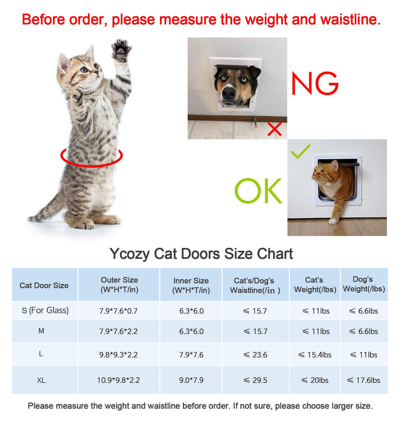[Australia] - Ycozy Cat Doors 4-Way Locking Cat Flap Indoor Pet Door for Cats/Kitties/Kittens/Small Dogs Easy Install on Doors, Windows, Cupboard & Walls S | Inner size: 0.7"(D) x 6.0"(W) x 6.3"(H) Black 