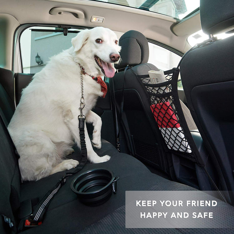 [Australia] - Car Dog Barrier and Mesh Organizer - 3 Layer Universal Adjustable Net Divider for Pet, Stretchable with 4 Side Elasticity , Driver Storage Between Seats , Driving Safety and Vehicle Travel Accessories 