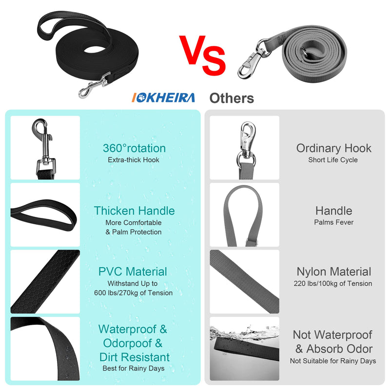 IOKHEIRA towing leash 5m for dogs, training leash for large to small dogs, towing leash with hand strap and mesh pocket, waterproof training leash for large to small dogs, robust dog leash black - PawsPlanet Australia