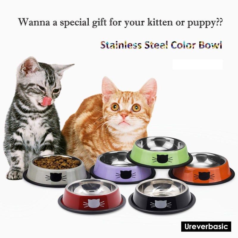 [Australia] - Ureverbasic Cat Bowls Pet Bowl Cat Food Water Bowl with Rubber Base Small Pet Bowl Cat Feeding Bowls Set of 2 Red 