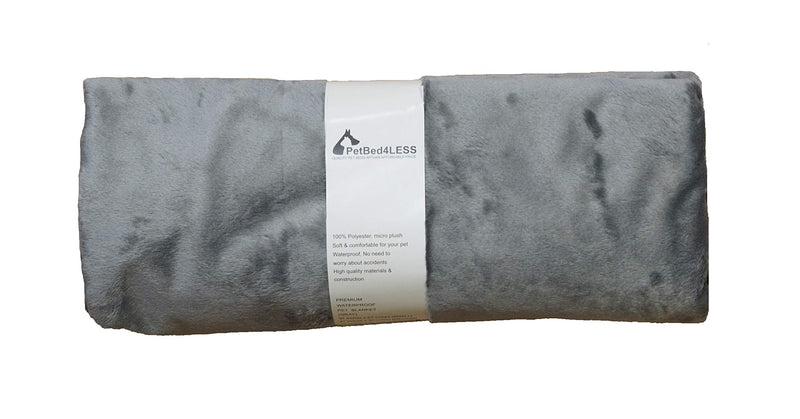 PetBed4Less 100% Waterproof Single Sided Silky Soft Throw and Dog Blanket Cat Blanket Queen Large: 60"x80" Gray - PawsPlanet Australia