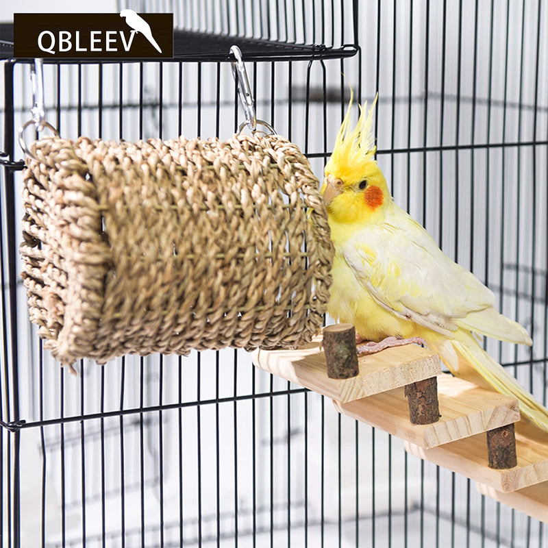 QBLEEV Bird Nest with Climbing Ladder, Bird Perches Cage Swing Toys Wooden Play Gyms Platform for Parakeets Cockatiels Conures Budgies Finches，Parrots Hideaway Small Animals Habitats with a Warm Mat - PawsPlanet Australia