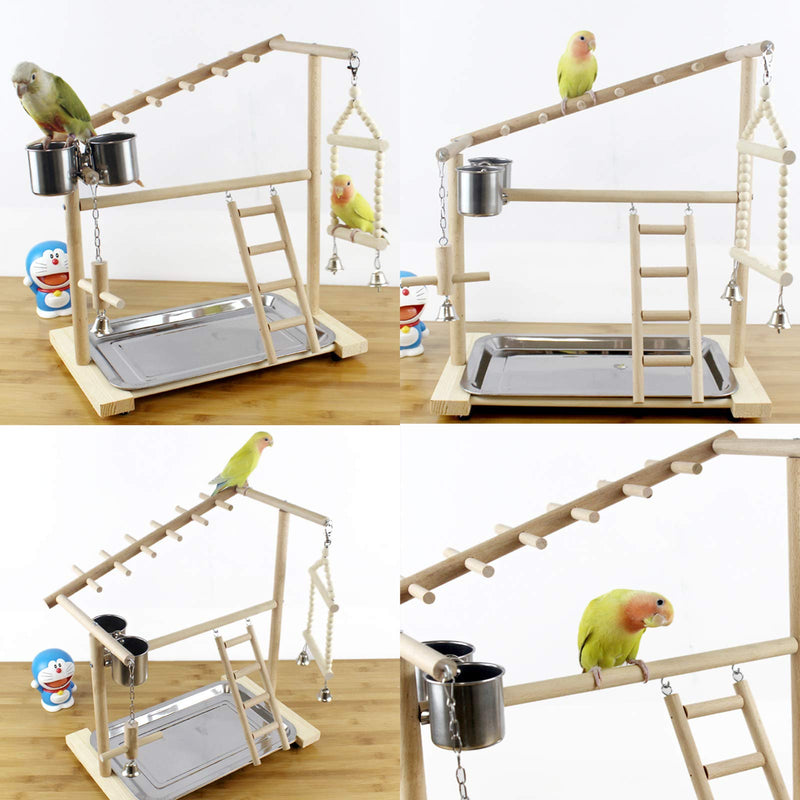 Fittoway Parrot Bird Playground Perch Bird Play Stand Parrot Playstand Natural Wood Bird Toys Gym Playground for Parrots Cockatiel Budgie - PawsPlanet Australia