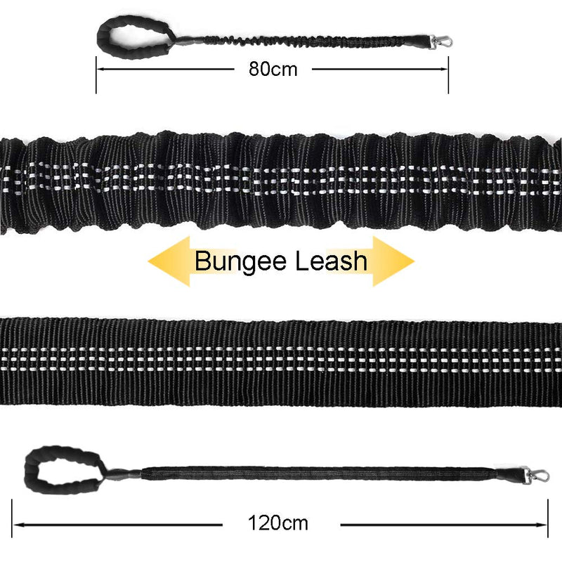 ArtPeach Dog Leash Splitter/Coupler for Multiple Dogs, Length Adjustable and Stretchable Reflective Double Dog Lead, for Small, Medium, Large Dogs Walking Training (Lead) leash (2.5FT - 4FT) Black - PawsPlanet Australia