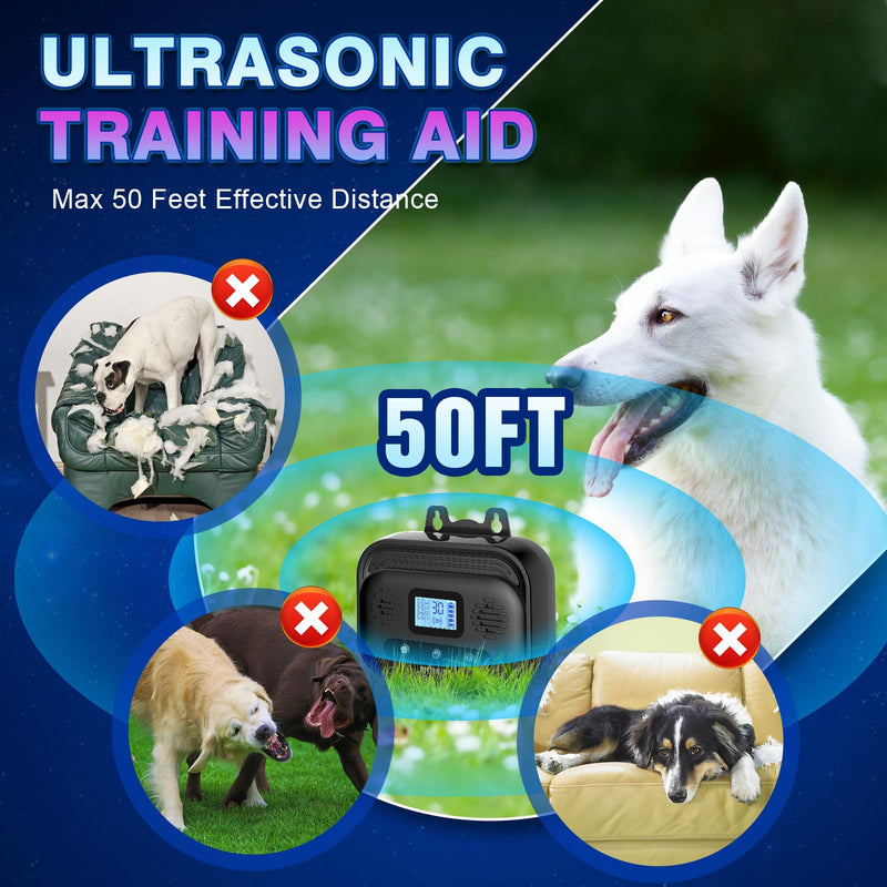 Anti Barking Device Upgrade 4 Mode 10 Frequency Auto Ultrasonic Bark Control Devices 55FT Range, Stop Bark Dog Deterrent Devices Waterproof Outdoor Indoor Bark Box Dog Silencer Safe for Human Dogs - PawsPlanet Australia