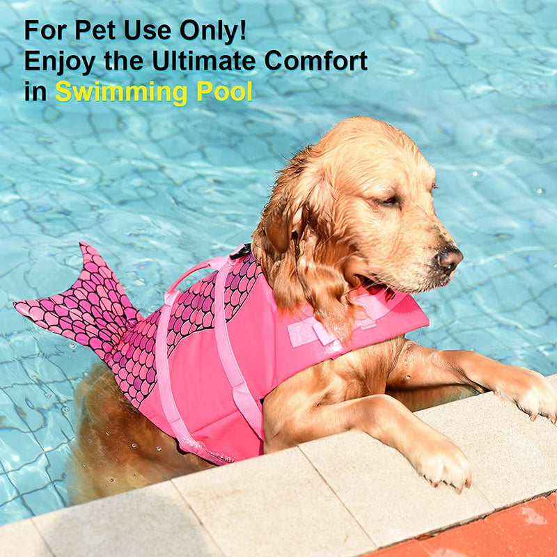 Dog Life Jacket, Mermaid Hot Pink, Ripstop Pet Floatation Vest Saver Swimsuit Preserver for Water Safety at The Pool, Beach, Boating - PawsPlanet Australia