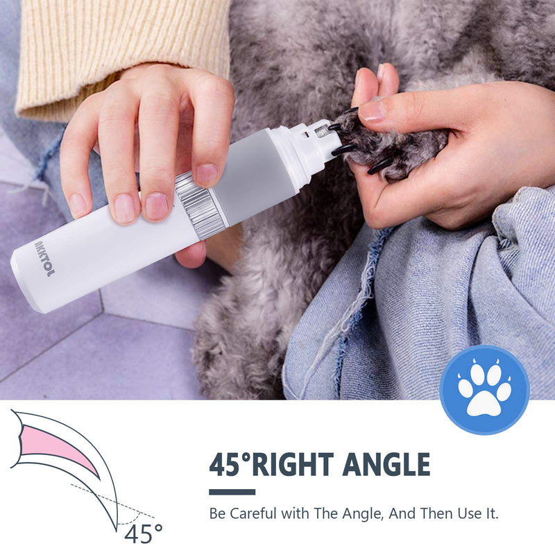 [Australia] - AKKTOL Dog Nail Grinder, Upgraded Dog Nail Trimmer Dog Nail File, Low Noise Quiet 20H Working Time Rechargeable Painless Step-Less Speed Regulation Dog Nail Grinder for Small Medium Large Dogs 