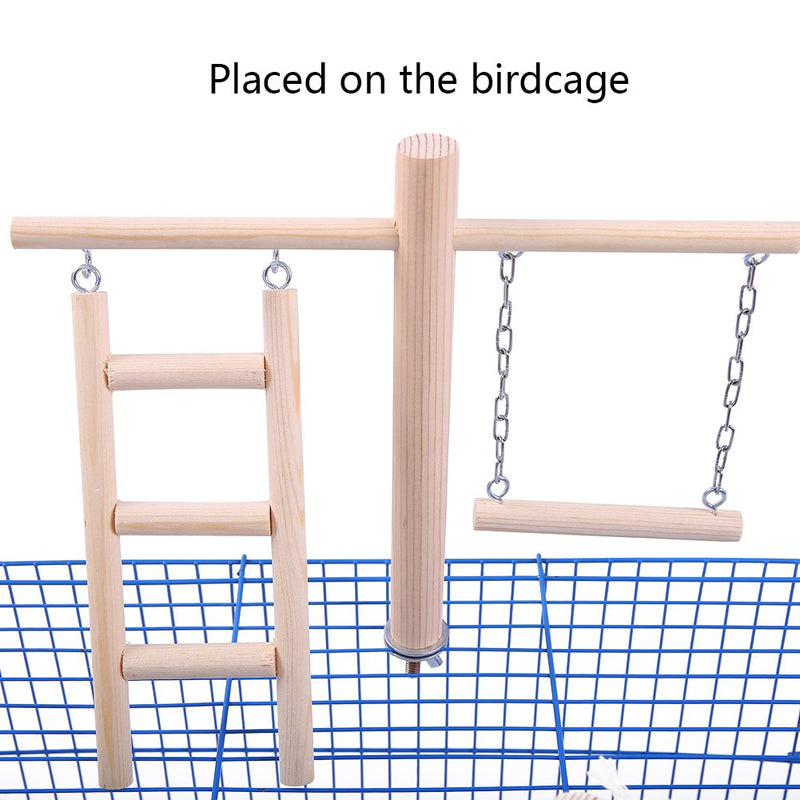 [Australia] - QBLEEV Parakeet Perches Outside Cage, Bird Swing Conure Toys Table Cage Top Play Stand Parrot Climbing Ladder Rope Perches Stands Chewing Wood Play Gyms Playground for Cockatiel Lovebirds Finches 