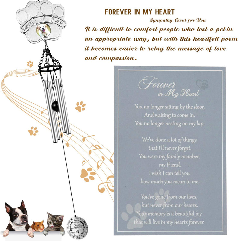 YOUIN Pet Memorial Wind Chime 19" with Photo Frame Gift Box Sympathy Poem - Metal Pet Thoughtful Remembrance Gift to Honor and Remember, for Loss of Pet Dog/Cat Gift, Garden Home Yard Hanging Decor - PawsPlanet Australia