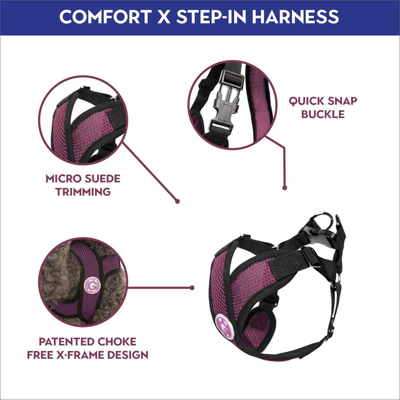 Gooby Comfort X Step In Harness - Purple, Small - No Pull Small Dog Harness Patented Choke-Free X Frame - Perfect on the Go Dog Harness for Medium Dogs No Pull or Small Dogs for Indoor and Outdoor Use Small chest (37~45 cm) - PawsPlanet Australia