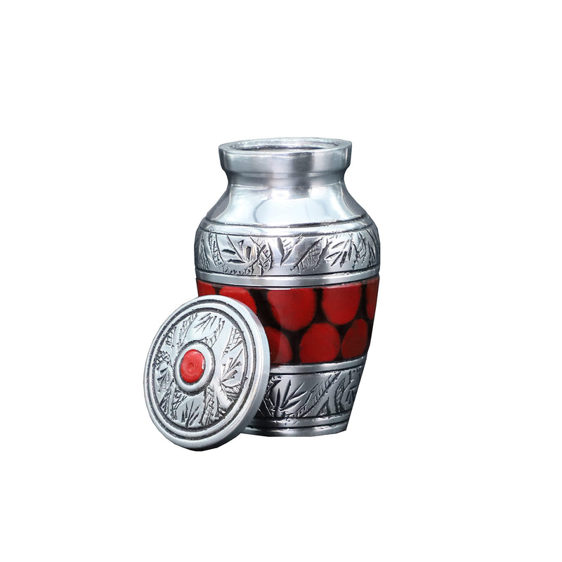 hlc Lovely Small Keepsake Urn Qnty 1 - Keepsake Urn for Human Ashes with 1 Velvet Box Bag-Mini Keepsake Urn -Beautiful Peaceful Red Brass Hand Engraved Mini Memorial Affordable Keepsake Urn (3 cu.in) - PawsPlanet Australia
