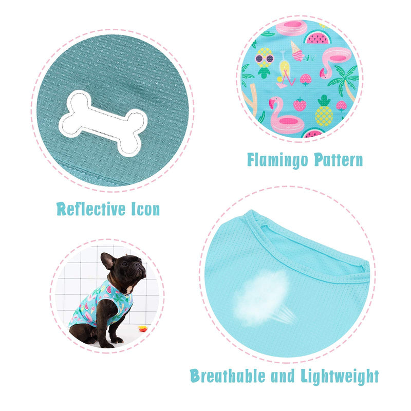 kyeese 2 Pack Dog Shirts Quick Dry Lightweight Dog T-Shirts with Reflective Label Tank Top Sleeveless Dog Vest for Small Dogs Great for Summer Flamingo Pattern Large 2Pack (Flamingo+Blue) - PawsPlanet Australia