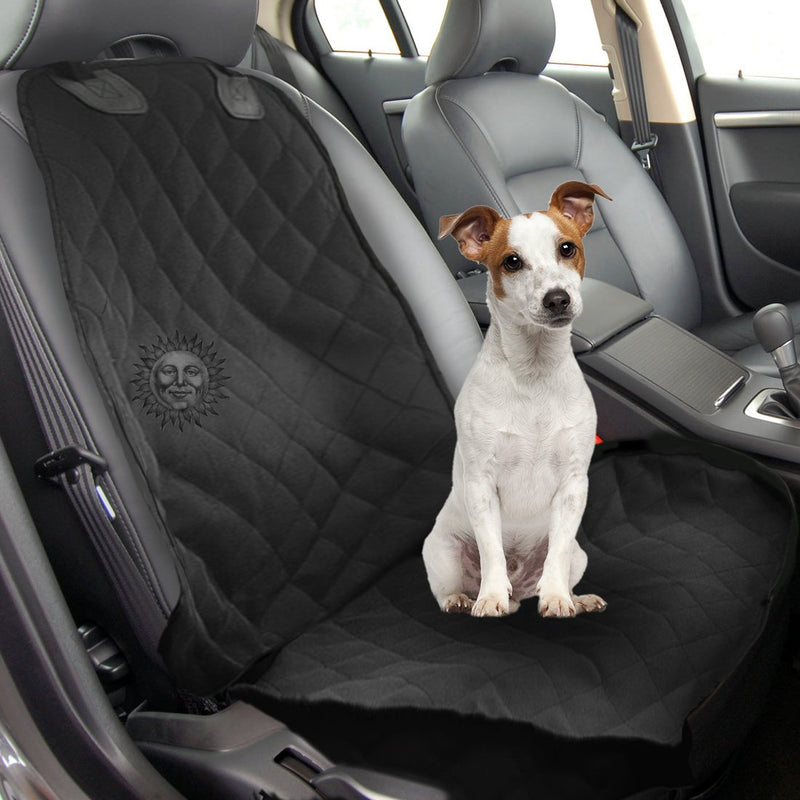 [Australia] - SunGrow Dog Front Seat Car Cover, 40x20 Inches, Waterproof, Non-Slip Back, Vehicle Seat Protection from Falling Dog Hair, Soiling, Mud, Sand, Sweat and Kids' Mess, Black 