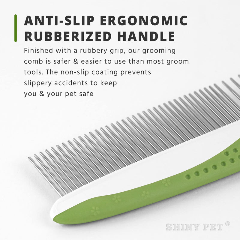 Dog Comb for Removes Tangles and Knots - Cat Comb for Removing Matted Fur - Grooming Tool with Stainless Steel Teeth and Non-Slip Grip Handle - Best Pet Hair Comb for Home Grooming Kit - Ebook Guide TOOL8 - PawsPlanet Australia